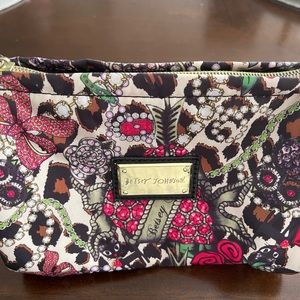 Betsy Johnson Cosmetic Bag 7.5 long, 5.5” wide, 5.5” tall with zipper